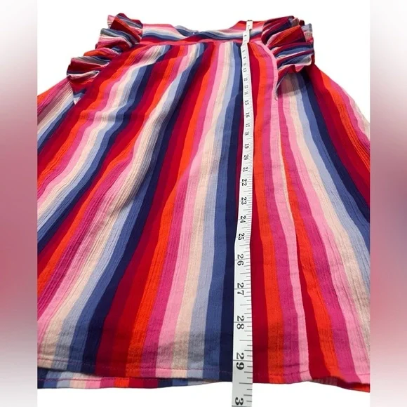 J. Crew Crew Cuts Girls' Ruffle-Trimmed Dress in Bright Stripe Red Blue- 10 - Picture 7 of 7